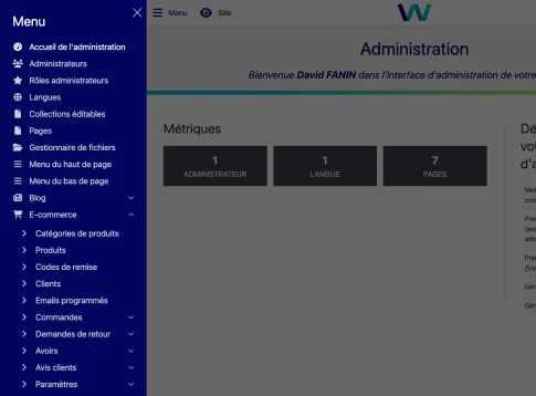Menu adapté à votre contexte métier